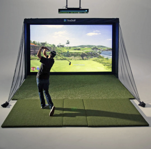 TruGolf playing gold with screen